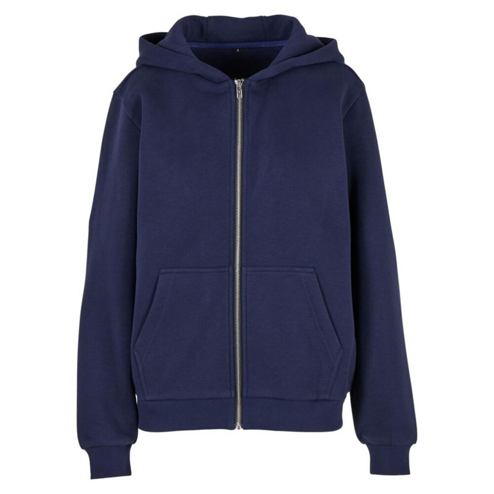 Build Your Brand Womens/Ladies Fluffy Full Zip Hoodie / Navy